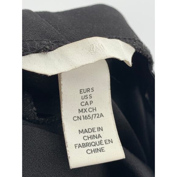 H&M Women's Black Solid Black High-Rise Wide-Leg Pull-On Pants SZ S - Picture 9 of 12